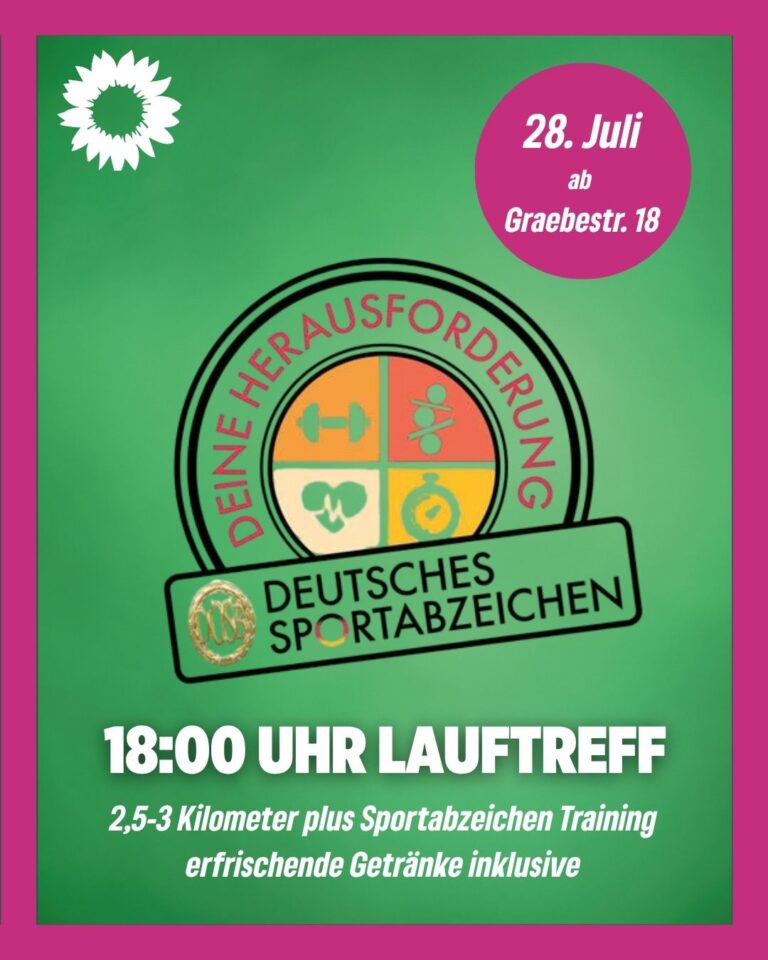 Grüne laden zum Lauftreff mit Sportabzeichen-Training und -Abnahme ein